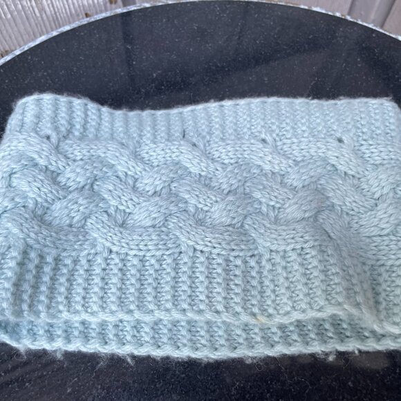 Knitted Cowl & Headband Indigo Cable Snood Blue Heather New Tags. - Picture 9 of 12
